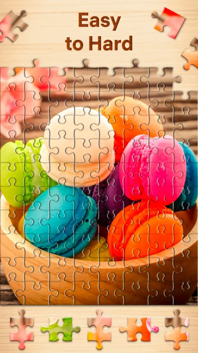 Captura de ecrã do jogo Jigsaw Puzzles: peças a encaixar de perto