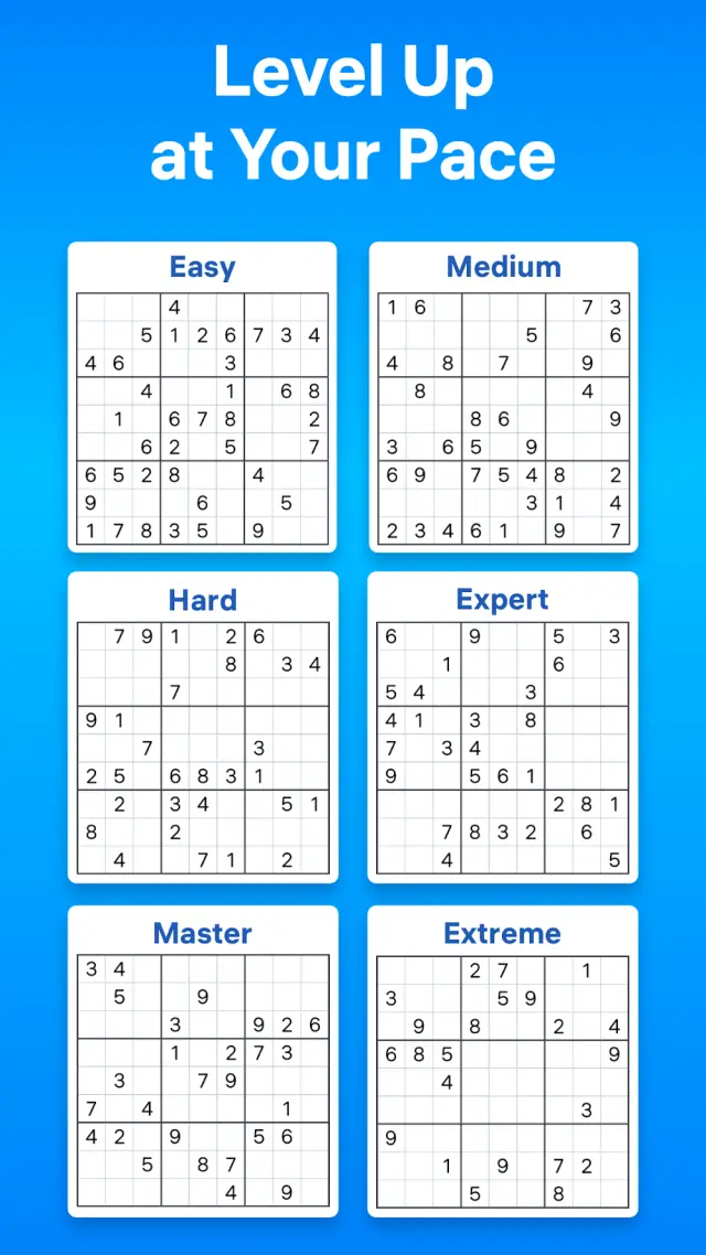 Captura de ecrã do jogo Sudoku.com: estatísticas de progresso
